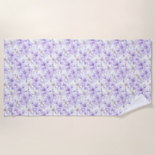 Delicate Watercolor Purple Flowers  Beach Towel
