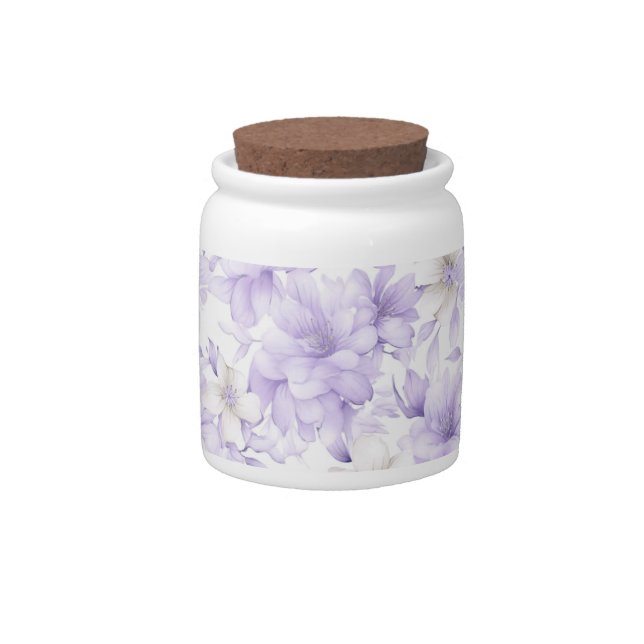Delicate Watercolor Purple Flowers  Candy Jar (Front)