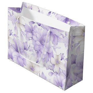 Delicate Watercolor Purple Flowers  Large Gift Bag