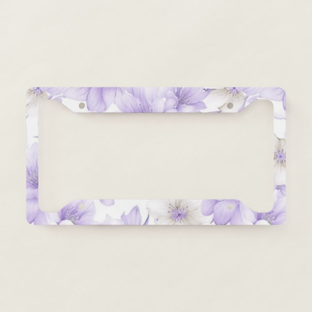Delicate Watercolor Purple Flowers  License Plate Frame (Front)