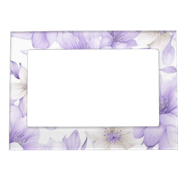 Delicate Watercolor Purple Flowers  Magnetic Frame (Front)