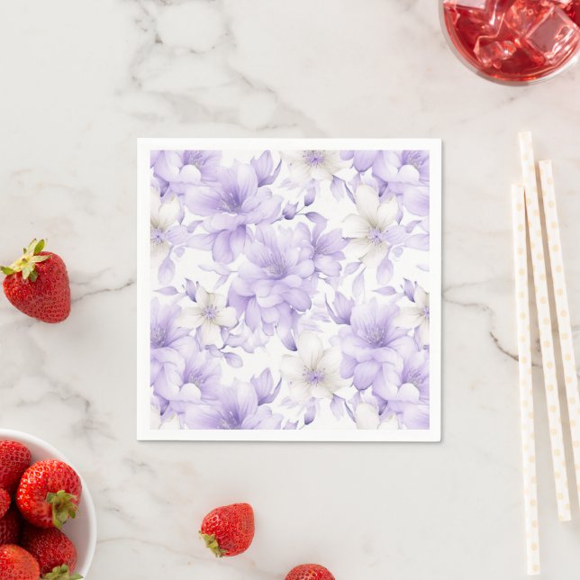 Delicate Watercolor Purple Flowers  Napkins (Insitu)