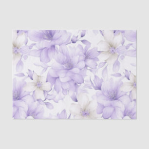 Delicate Watercolor Purple Flowers Tissue Paper