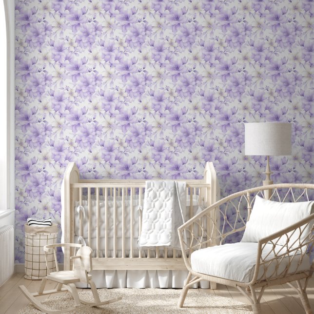 Delicate Watercolor Purple Flowers  Wallpaper (Kids)