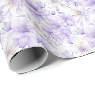Delicate Watercolor Purple Flowers  Wrapping Paper