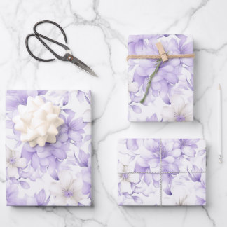 Delicate Watercolor Purple Flowers  Wrapping Paper Sheets