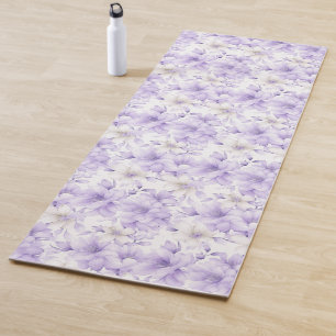 Delicate Watercolor Purple Flowers Yoga Mat
