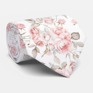 Delicate watercolor roses neck tie