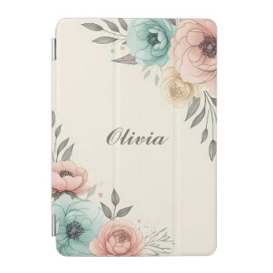 Delicate Watercolor Sketchy Flowers  iPad Mini Cover
