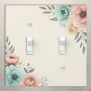 Delicate Watercolor Sketchy Flowers  Light Switch Cover