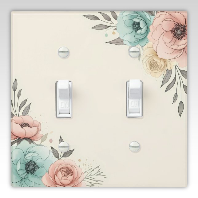 Delicate Watercolor Sketchy Flowers  Light Switch Cover (Creator Uploaded)