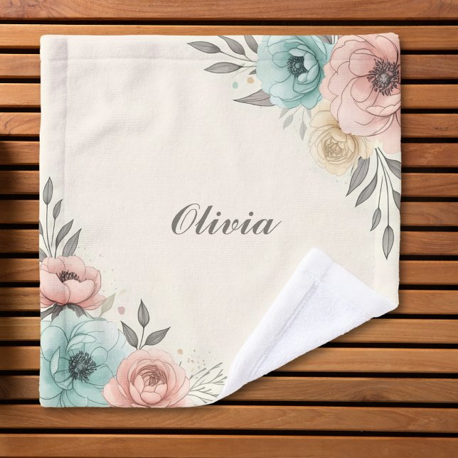 Delicate Watercolor Sketchy Flowers  Wash Cloth (Creator Uploaded)