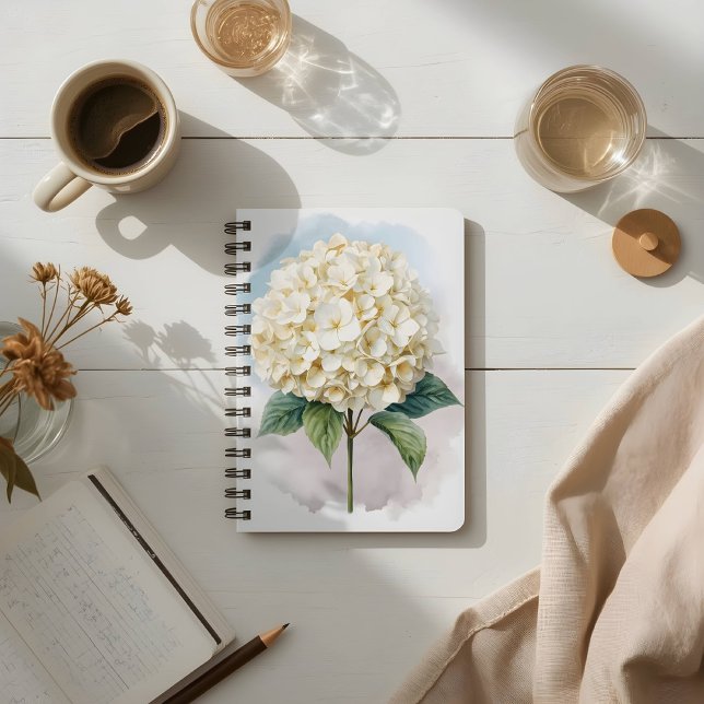 Delicate Watercolor White Hydrangea Bloom Notebook (Creator Uploaded)