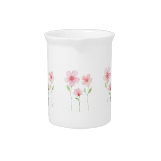Delicate Watercolor Wildflowers Beverage Pitcher
