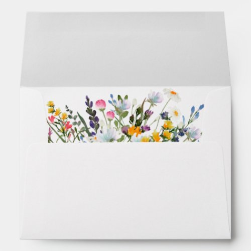 Delicate Watercolor Wildflowers Invitation Envelope