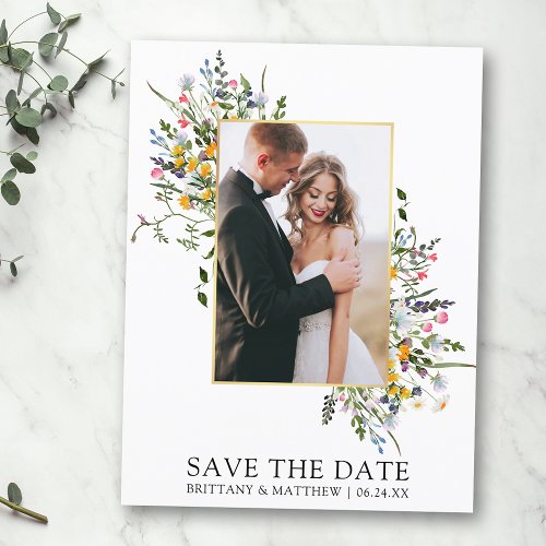 Delicate Watercolor Wildflowers Save The Date Postcard