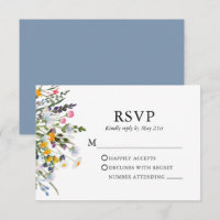 Delicate Watercolor Wildflowers Wedding Dusty Blue