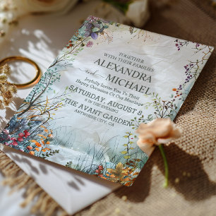 Delicate Watercolor Wildflowers Wedding Invitation