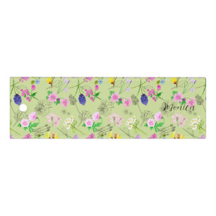 Delicate watercolour wildflowers in green  ruler