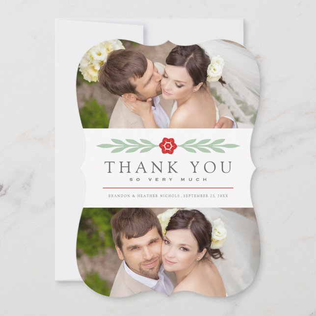 Delicate | Wedding Thank You Photo Card (Front)
