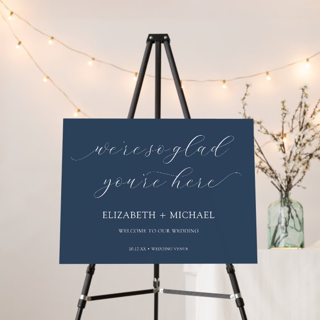 Delicate We're So Glad You're Here Wedding Welcome Foam Board (In Situ (Stand))