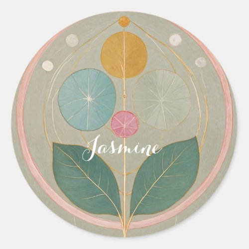 Delicate Whimsy Abstract Pastel Flower Classic Round Sticker