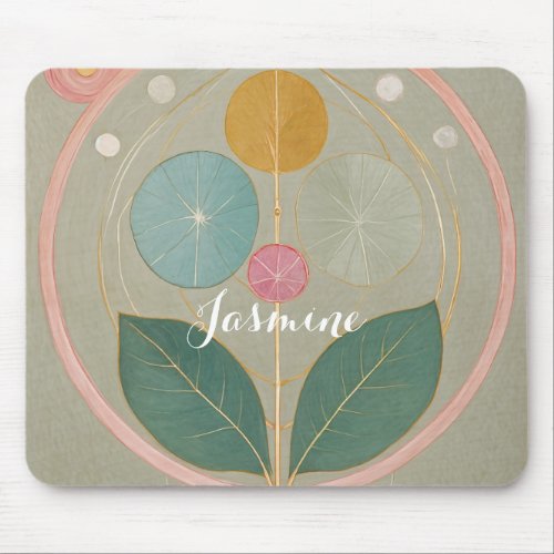 Delicate Whimsy Abstract Pastel Flower Mouse Pad