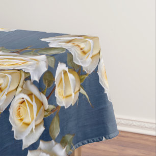 Delicate White And Pale Yellow Roses  Tablecloth