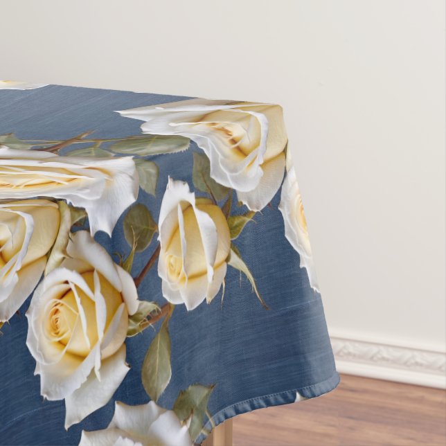Delicate White And Pale Yellow Roses  Tablecloth (In Situ)