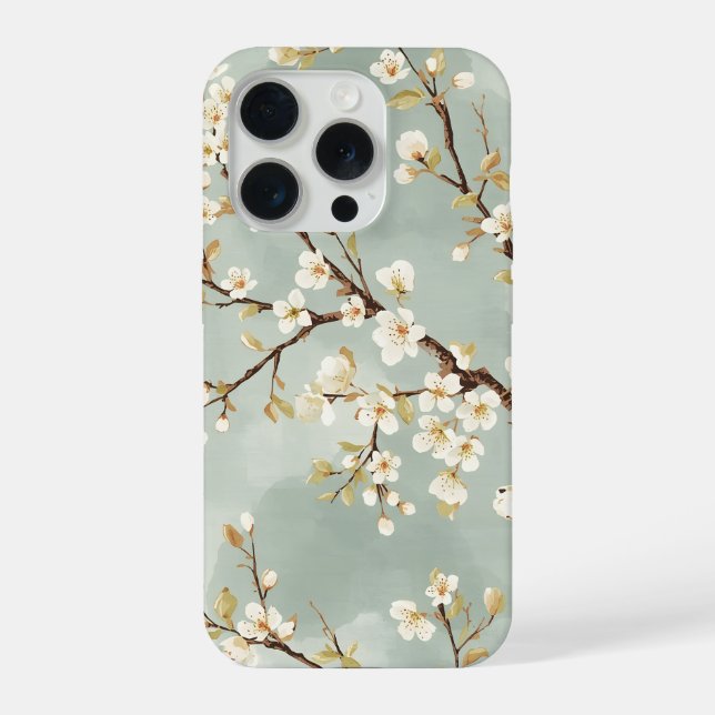 Delicate White Blossom Branch Botanical  iPhone Case (Back)