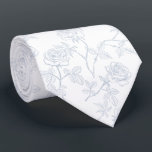 Delicate white blue roses neck tie<br><div class="desc">elegant floral tie</div>