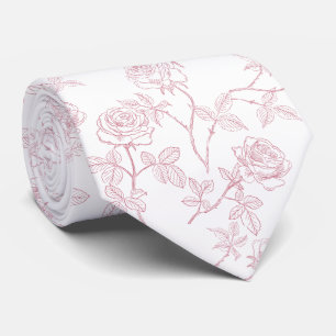 Delicate white burgundy roses neck tie