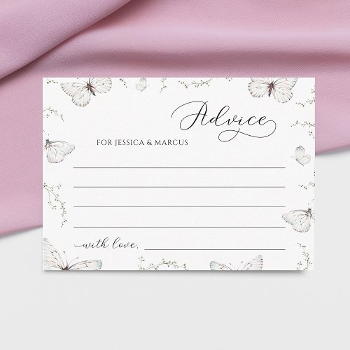 Delicate White Butterfly Bridal Shower Advice Enclosure Card