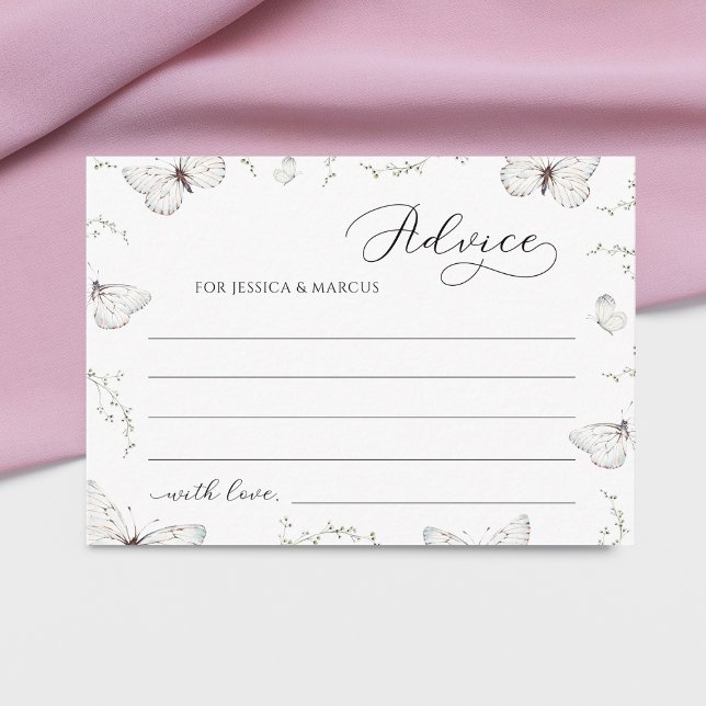 Delicate White Butterfly Bridal Shower Advice Enclosure Card (Creator Uploaded)