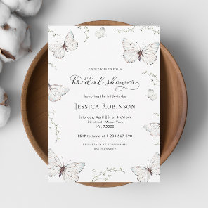 Delicate White Butterfly Garden Bridal Shower Invitation