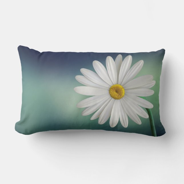 Delicate White Daisy Lumbar Pillow (Front)