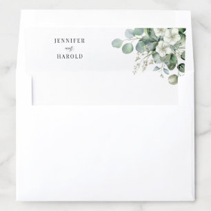 Delicate White Eucalyptus Floral Summer Wedding Envelope Liner