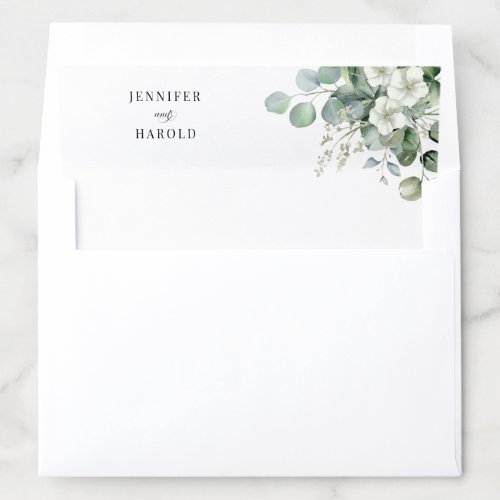 Delicate White Eucalyptus Floral Summer Wedding Envelope Liner