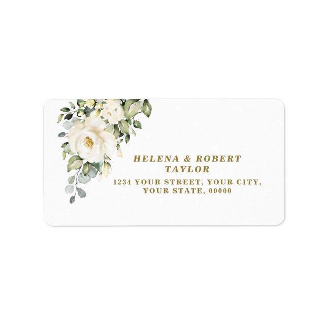 Delicate White Flowers 1st Birthday Baptism Label (Front)