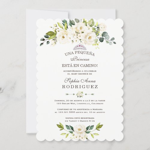 Delicate White Flowers Invitacin de Baby Shower Invitation