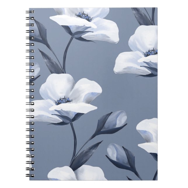Delicate white flowers: seamless pattern. notebook (Front)
