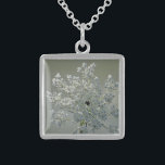 Delicate white flowers sterling silver necklace<br><div class="desc">Pretty,  delicate white flower and gray backdrop</div>
