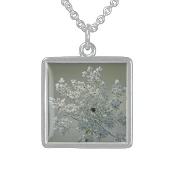 Delicate White Flowers Sterling Silver Necklace by dekosbykarin at Zazzle