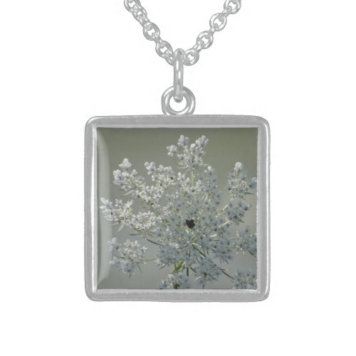 Delicate white flowers sterling silver necklace