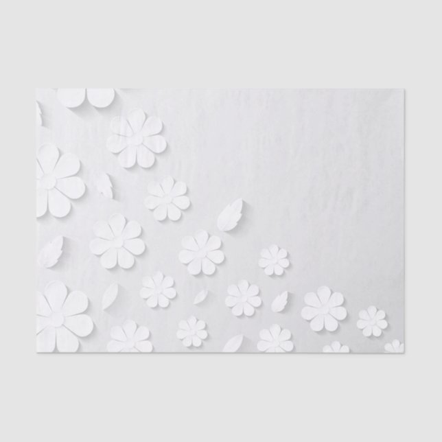 Delicate White Flowers Tissue Paper (Front)