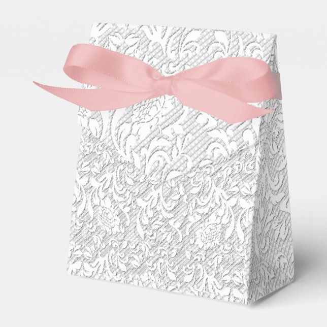 Delicate White Lace Favor Boxes (Front Side)