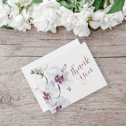  Delicate White Orchids Painting Thank You Card