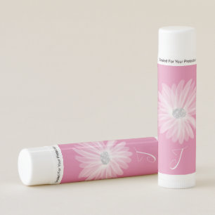 Delicate White Ribbon Flower Monogram Lip Balm