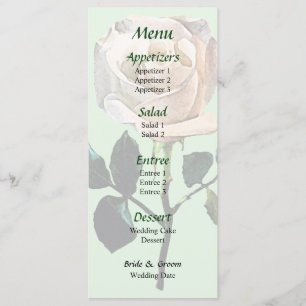 Delicate White Rose Orchid Wedding Menu