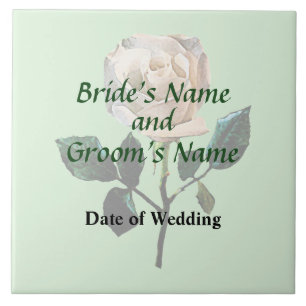 Delicate White Rose Wedding Products Ceramic Tile